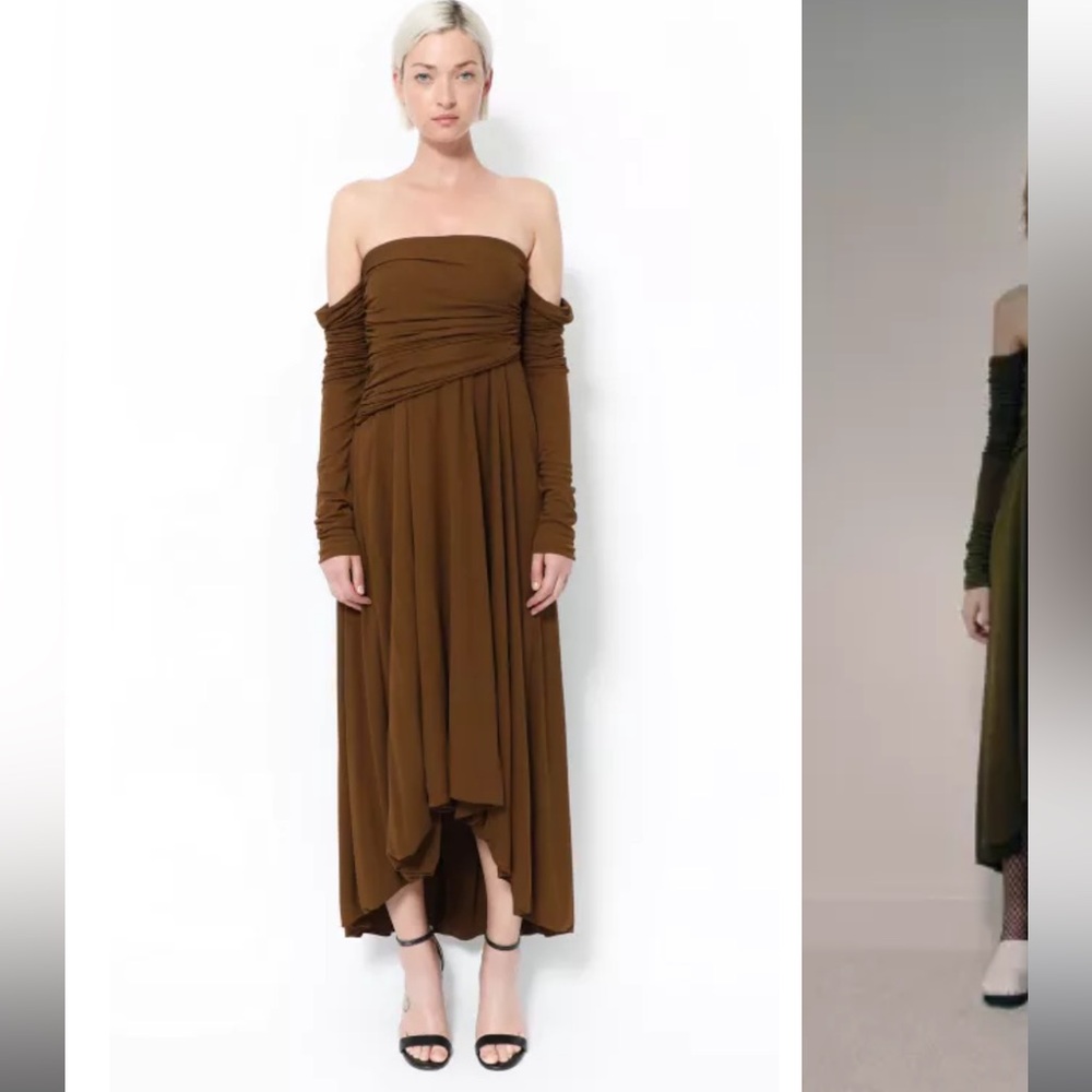 KHAITE Nerissa Dress Olive/ Brown